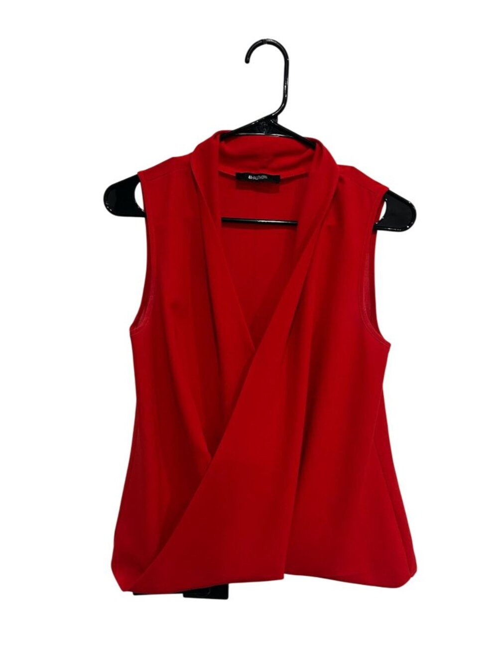 41 Hawthorn Small Red Sleeveless Draped Surplice Blouse Minimalist Clean Girl